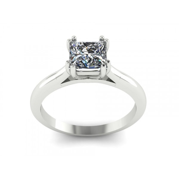 Каблучка з білого золота з центральним діамантом 0.70 карат