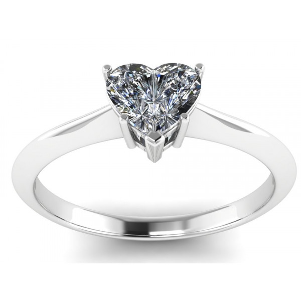 Каблучка з білого золота з центральним діамантом 0.40 карат в огранці серце