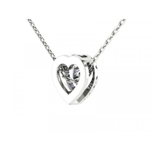 White gold necklace with 1 carat central diamond and diamonds scattering