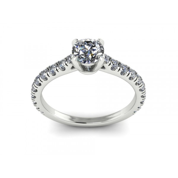 Каблучка з білого золота з центральним діамантом 0.50 карат