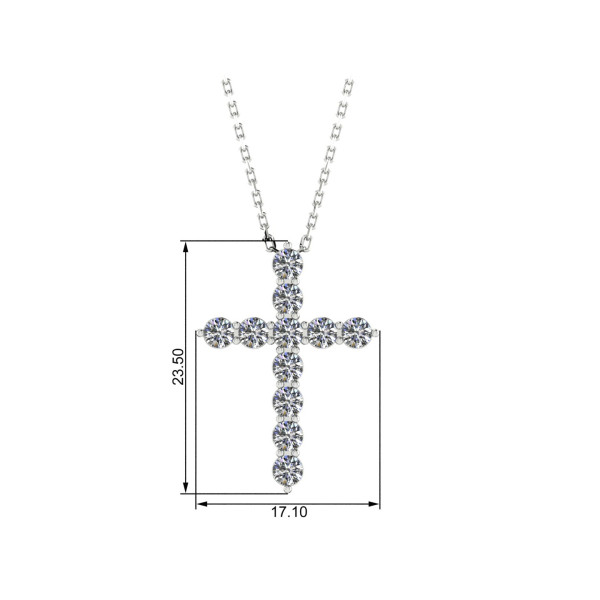 White gold cross set with diamonds 1 ct