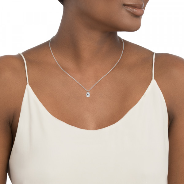 Oval Solitaire Diamond Pendant